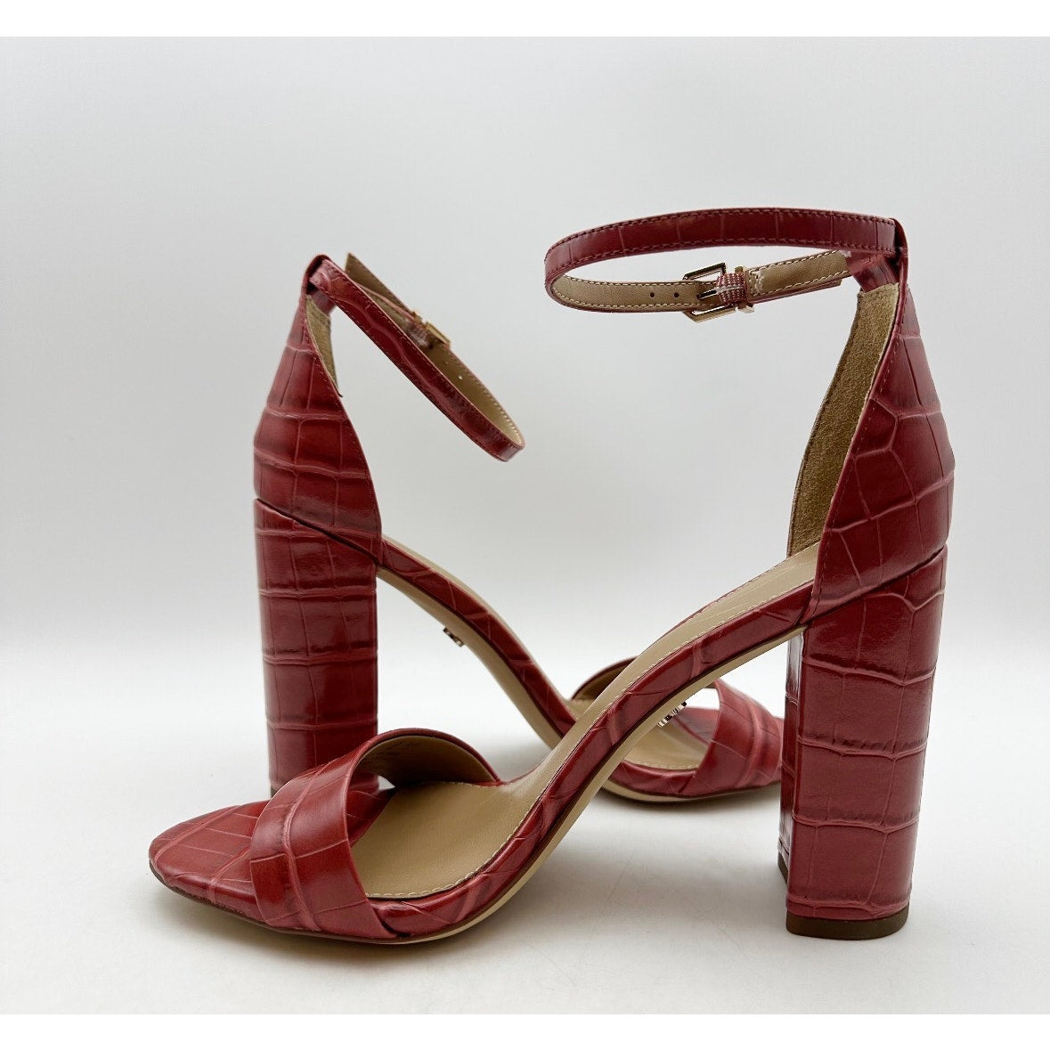 SAM EDELMAN Womens Yaro Dress Sandals Size 7 M Rosed Red Leather Heel NWOB