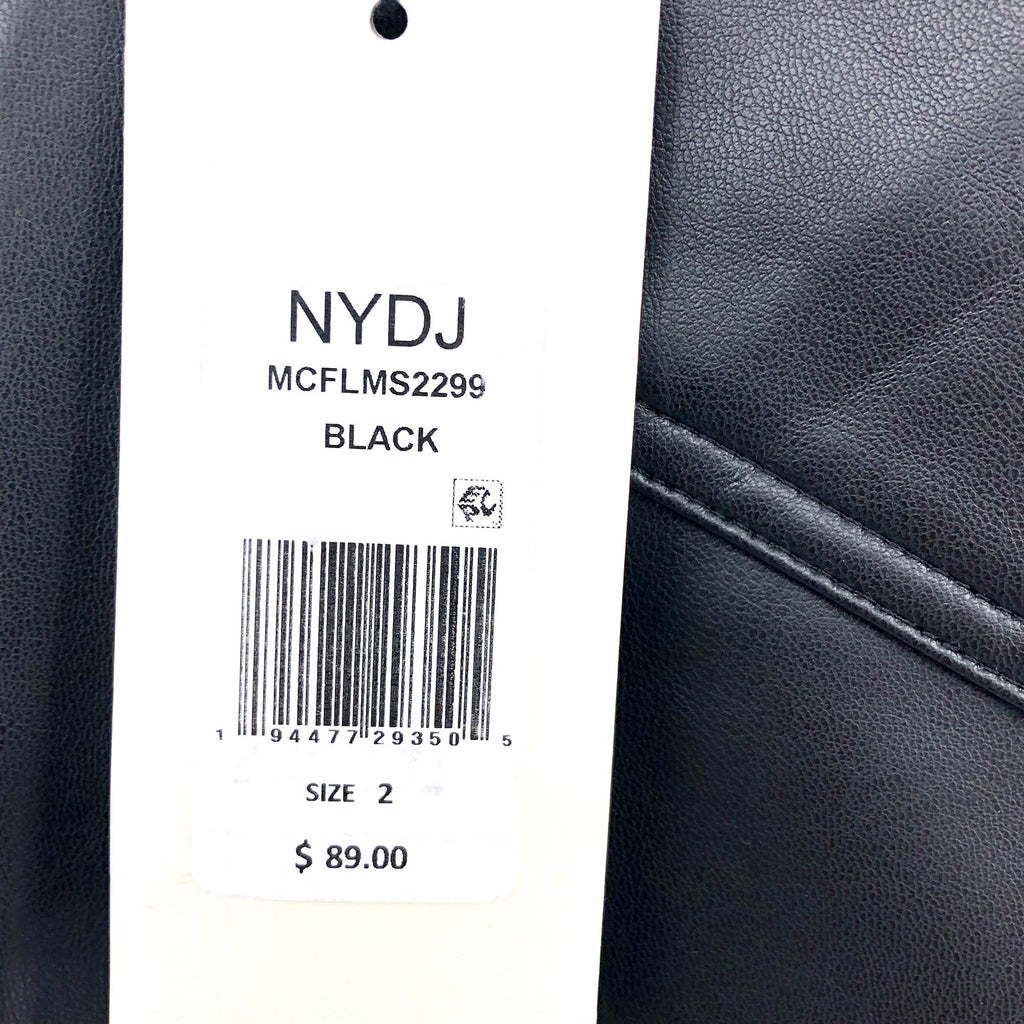 NYDJ SculptHer Marilyn Faux Leather Pants Size 2 Black Straight Leg NWT