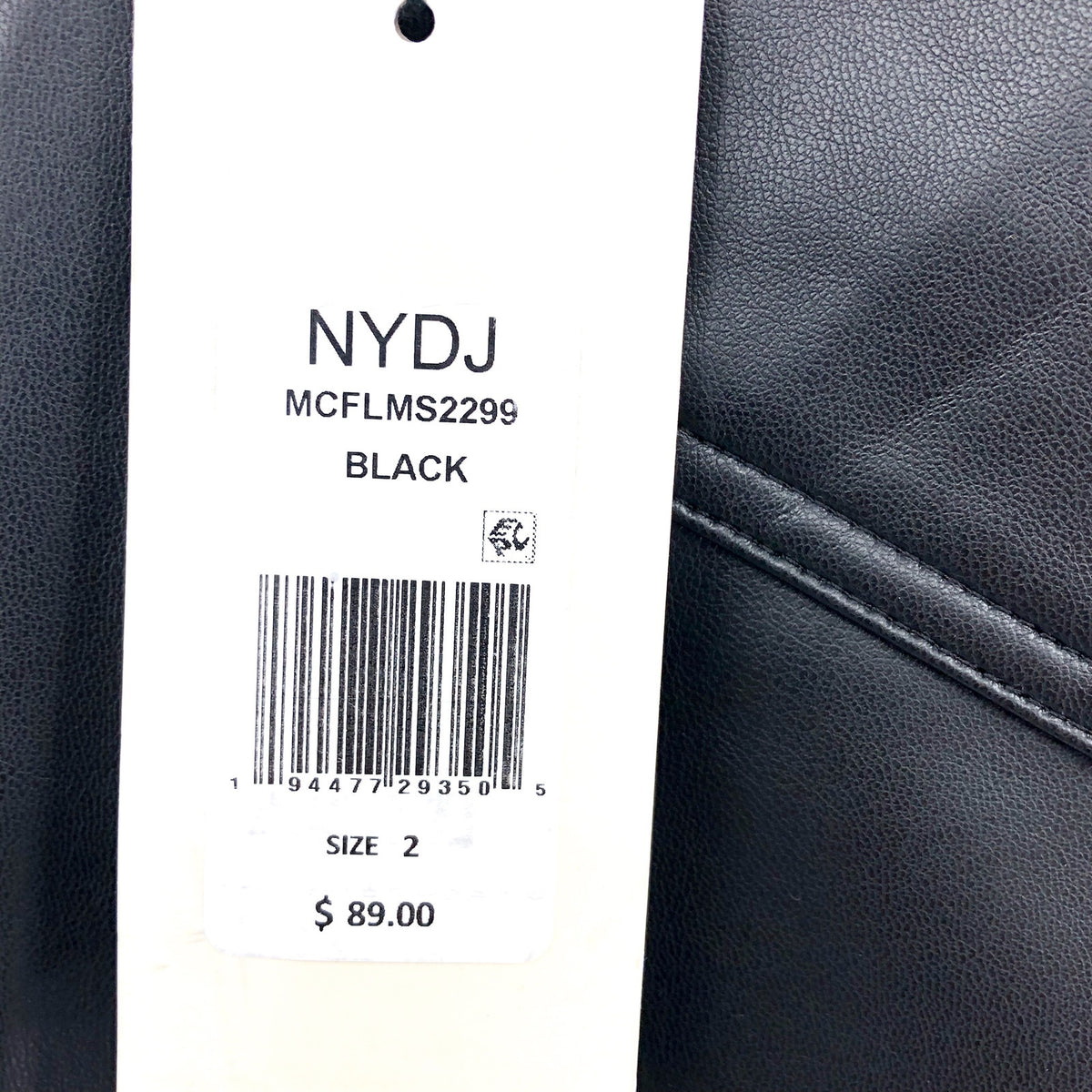 NYDJ SculptHer Marilyn Faux Leather Pants Size 2 Black Straight Leg NWT