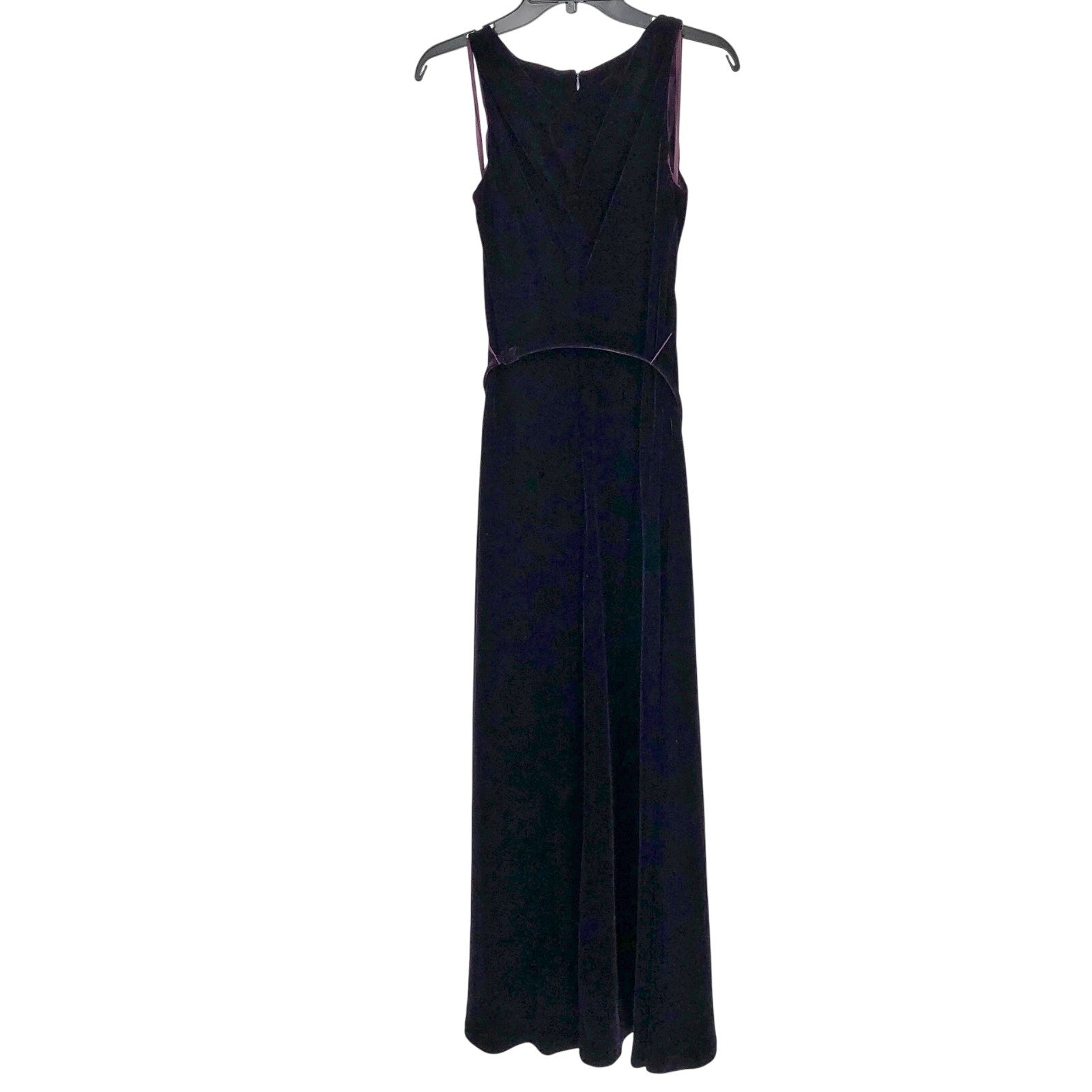 Lauren Ralph Lauren Velvet Evening Dress Size 2 Dark Purple Belt Sleeveless NWT