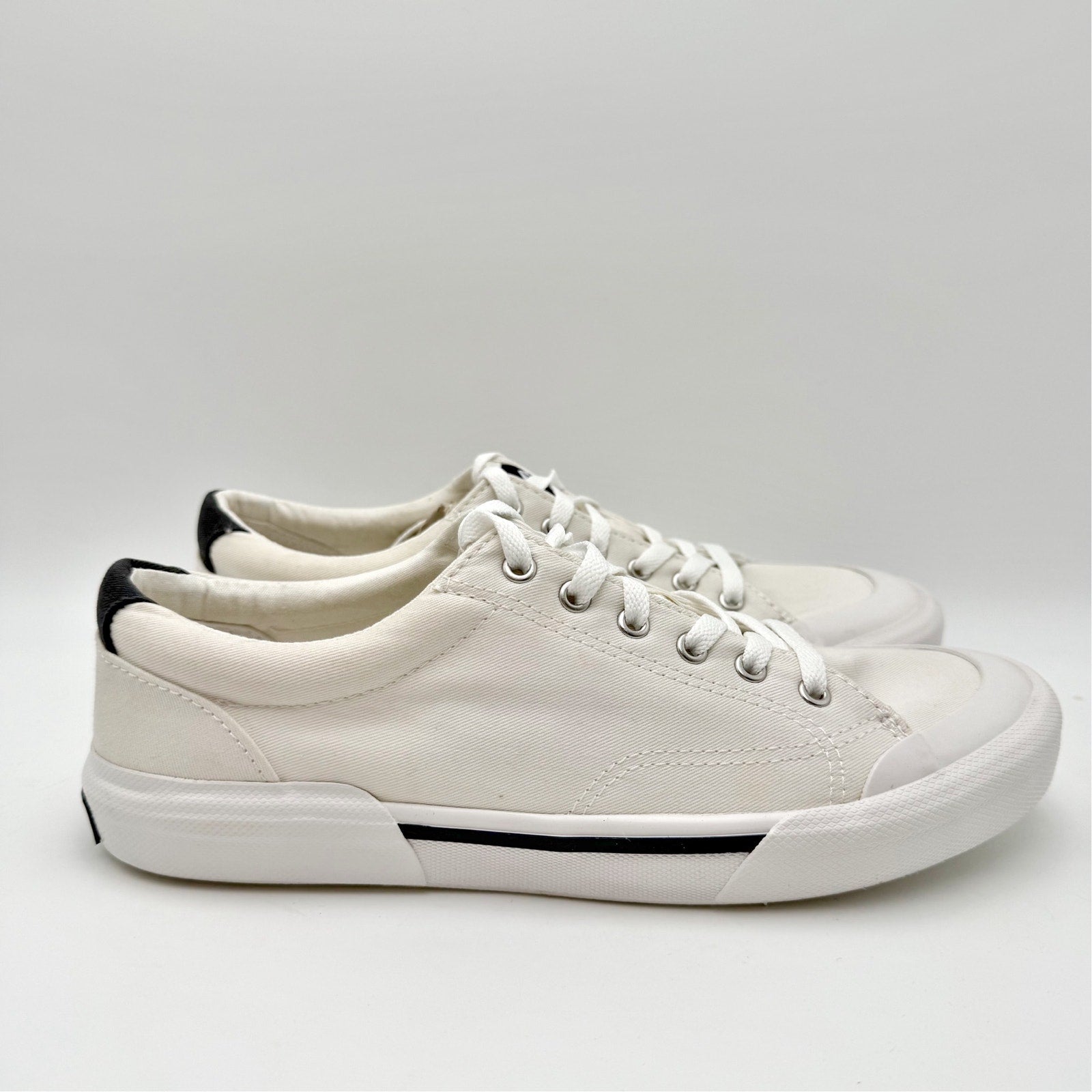 Sperry Mens Top-Sider Striper ll Retro Sneakers US 7.5 EU 40 White Canvas NIB