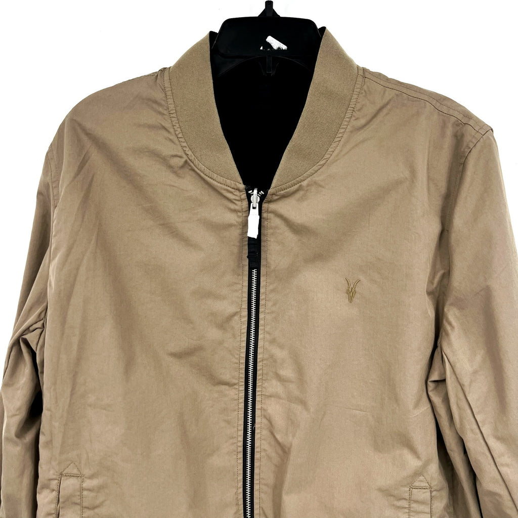 Allsaints Mens Reversible Bassett Bomber Jacket XS Black Ash Khaki NWT