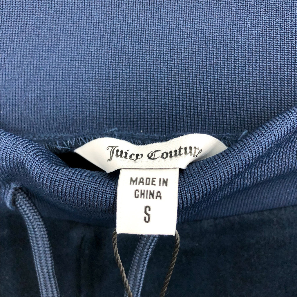 JUICY COUTURE Women's Velour Pants Small Regal Blue Straight Leg Rib Waist NWT