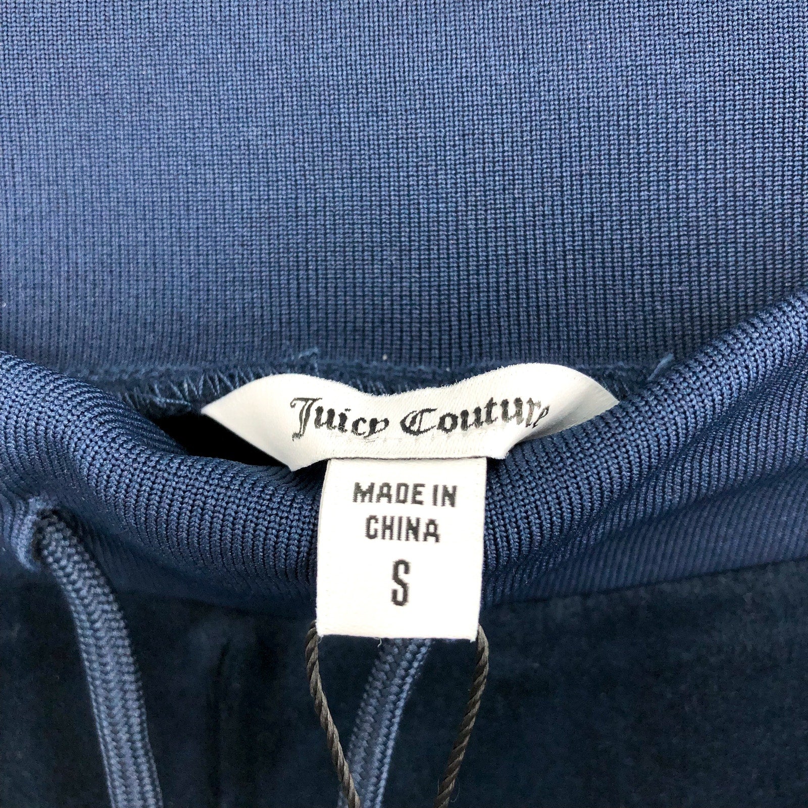 JUICY COUTURE Women's Velour Pants Small Regal Blue Straight Leg Rib Waist NWT