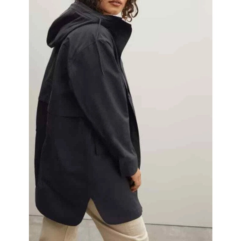 Everlane Womens ReNew Anorak Rain Coat XS Black Water-Repellent Hooded NWT