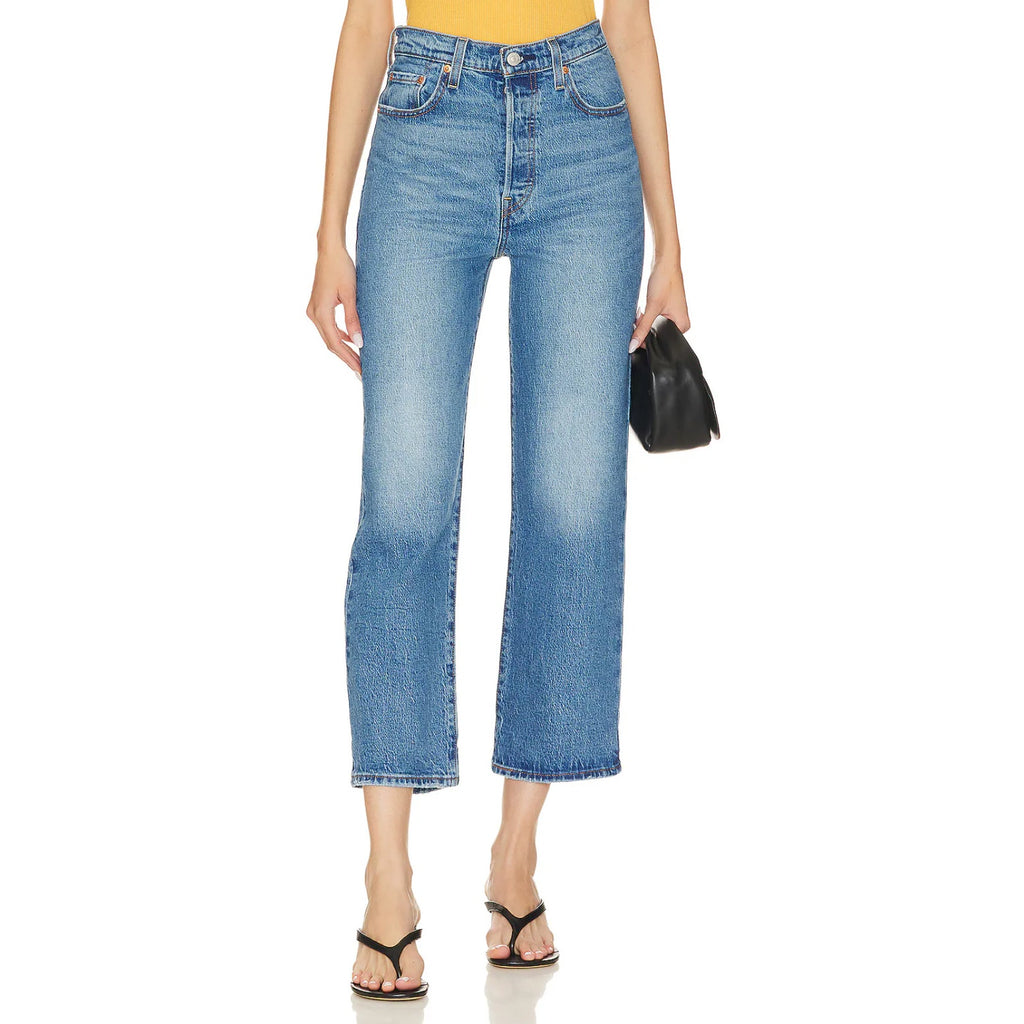 Levi's Womens Ribcage Straight Ankle Jeans 32x27 14 Medium Blue 72693-0177 NWT