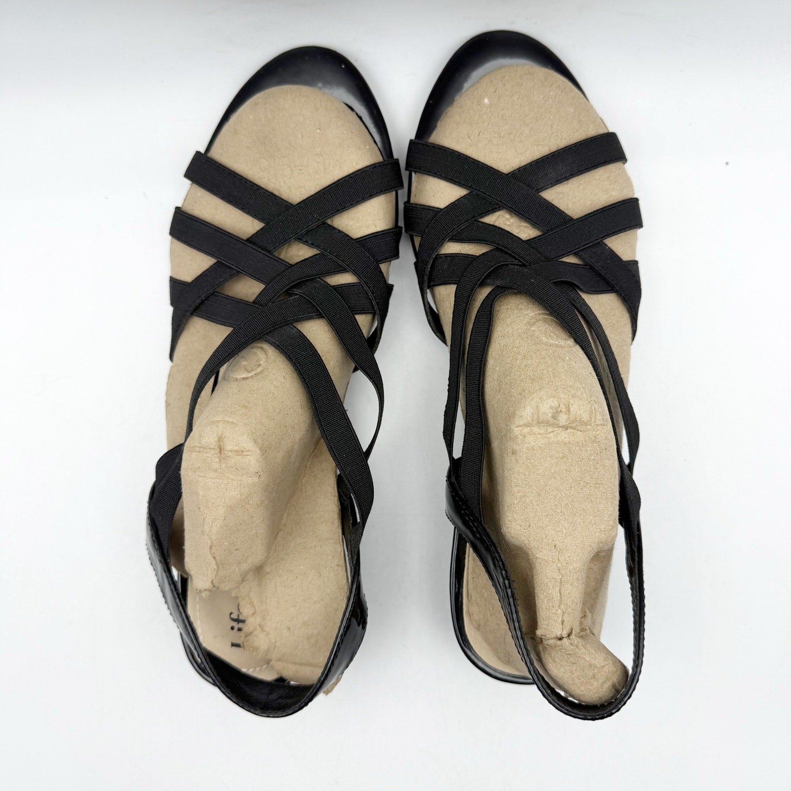 LifeStride Womens Yung Strappy Wedge Sandals US 9 Narrow EU 40 Black NWOB