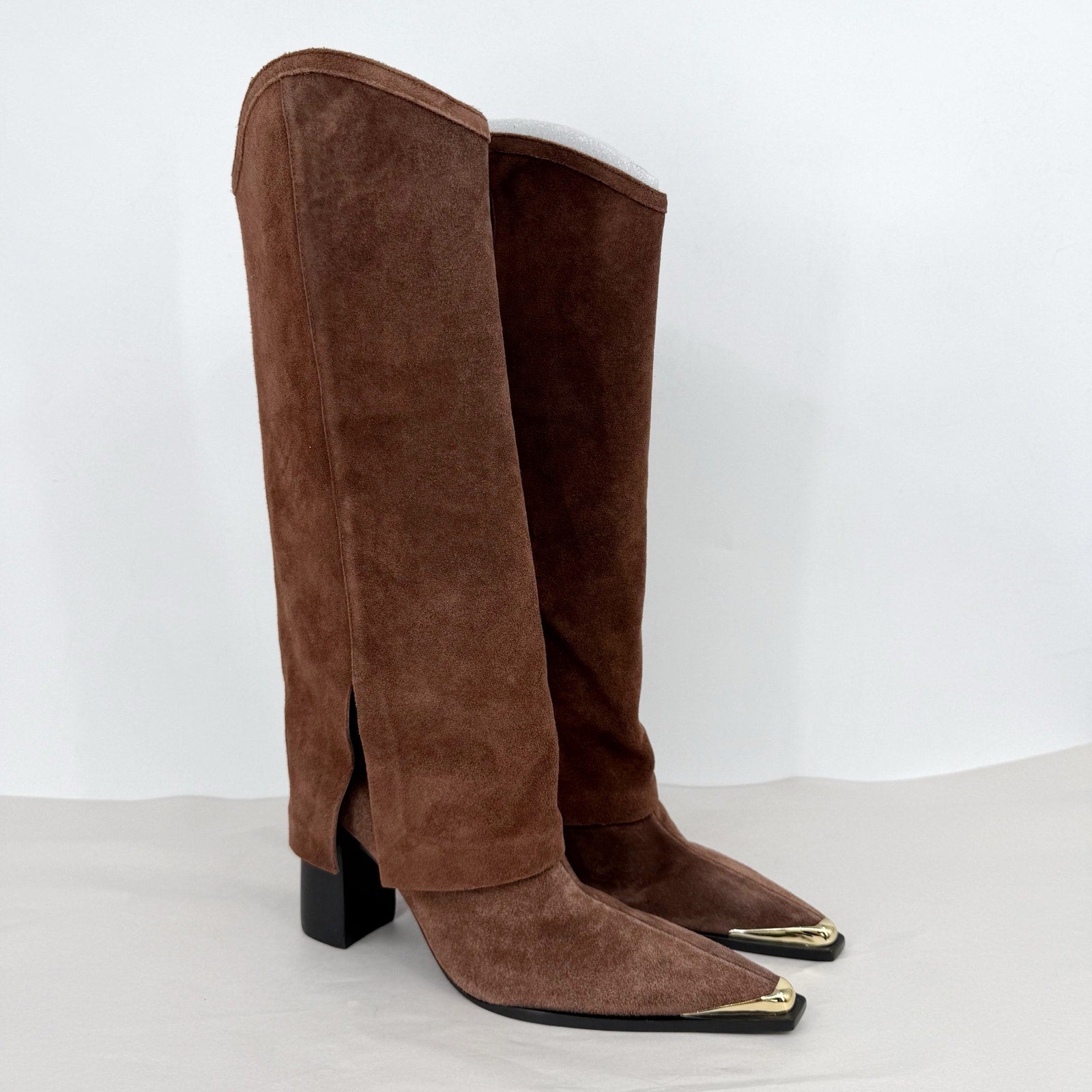 SCHUTZ Womens Raffaela Up Cloak Knee High Boots US 9 M Root Brown Suede NWOB