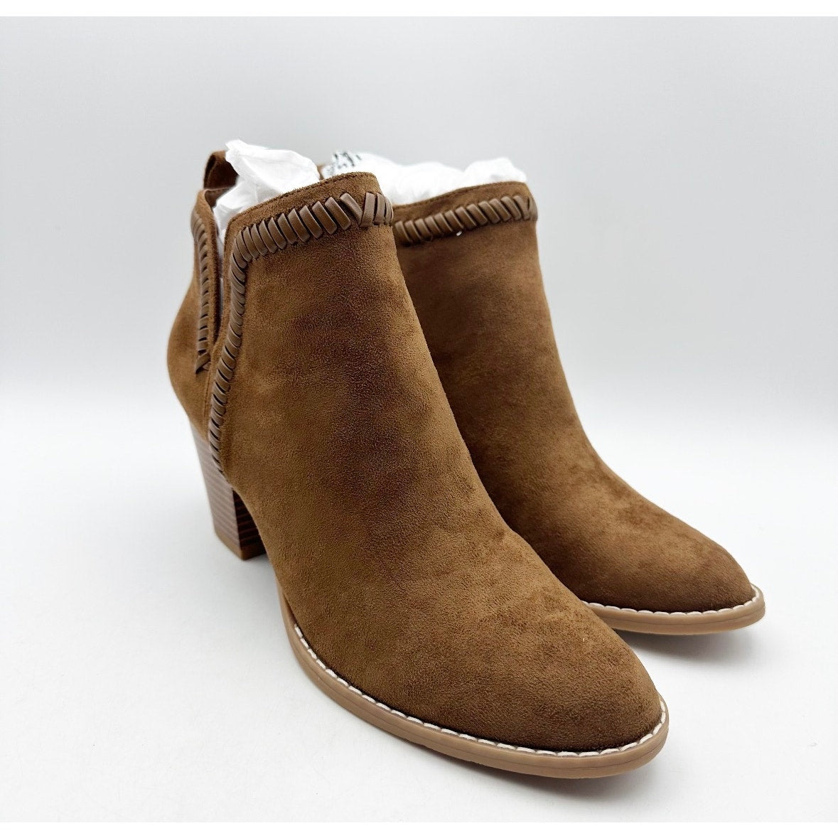 Dolce Vita Womens Jace Ankle Booties Size 8.5 Camel Brown Heel Suede NWOB