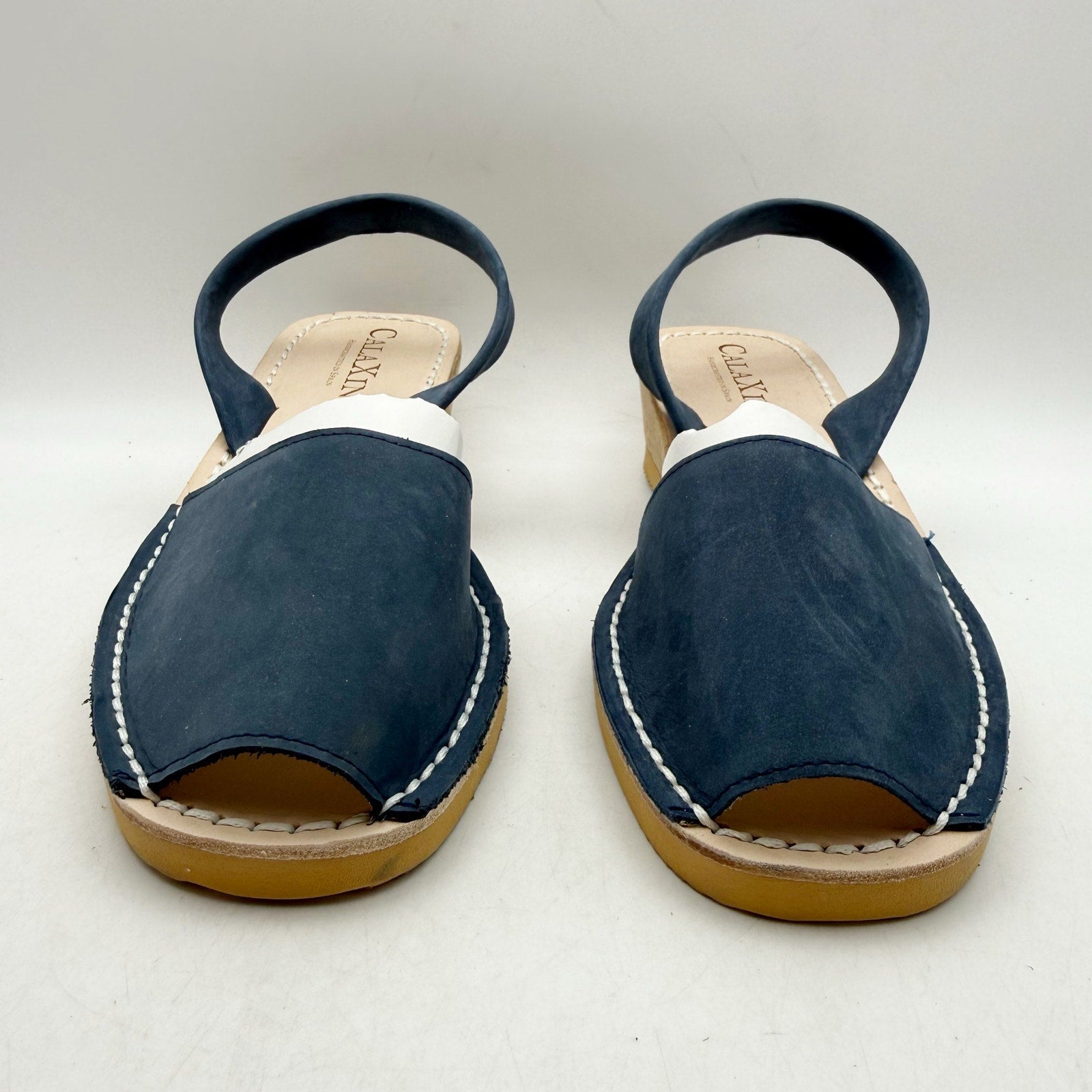 CalaXini Womens Cork Wedge Sandals EU 38 US 7.5-8 Navy Blue Suede NWOB