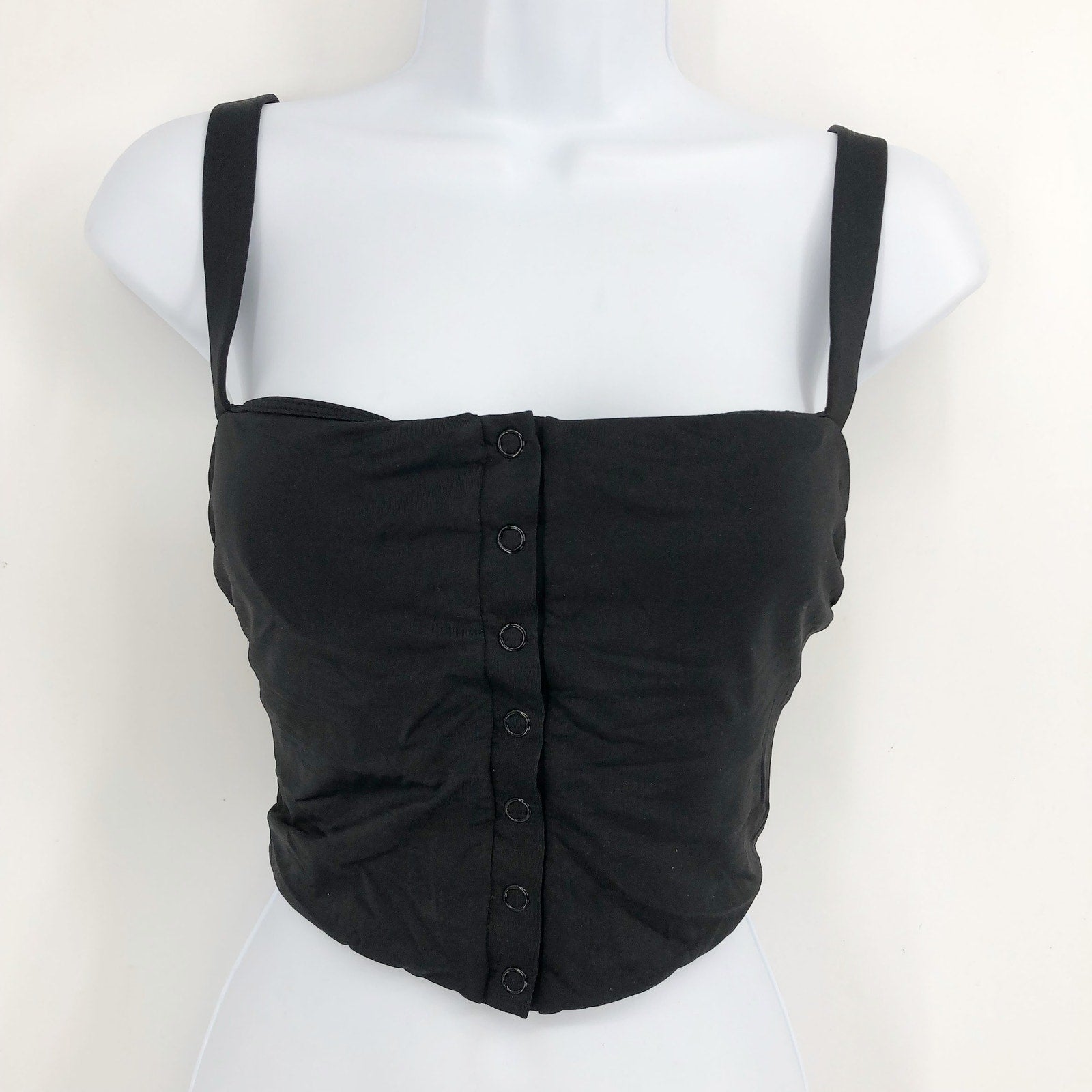 ANDIE SWIM Women's The Snap Tankini Top XL D Flat Black Square Neck NWT