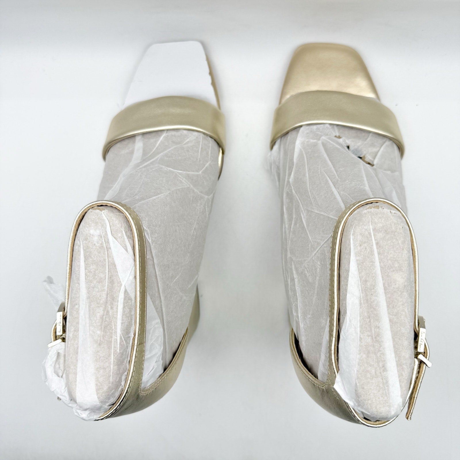 Sam Edelman Womens Daniella Heeled Sandals US 9.5 Wide EU 40.5 Gold Leather NIB