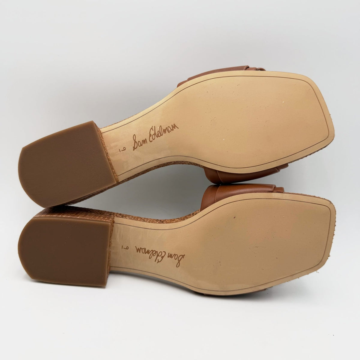 Sam Edelman Womens Dilon Buckle Slide Sandals Size 9 Brown Cognac Leather NIB