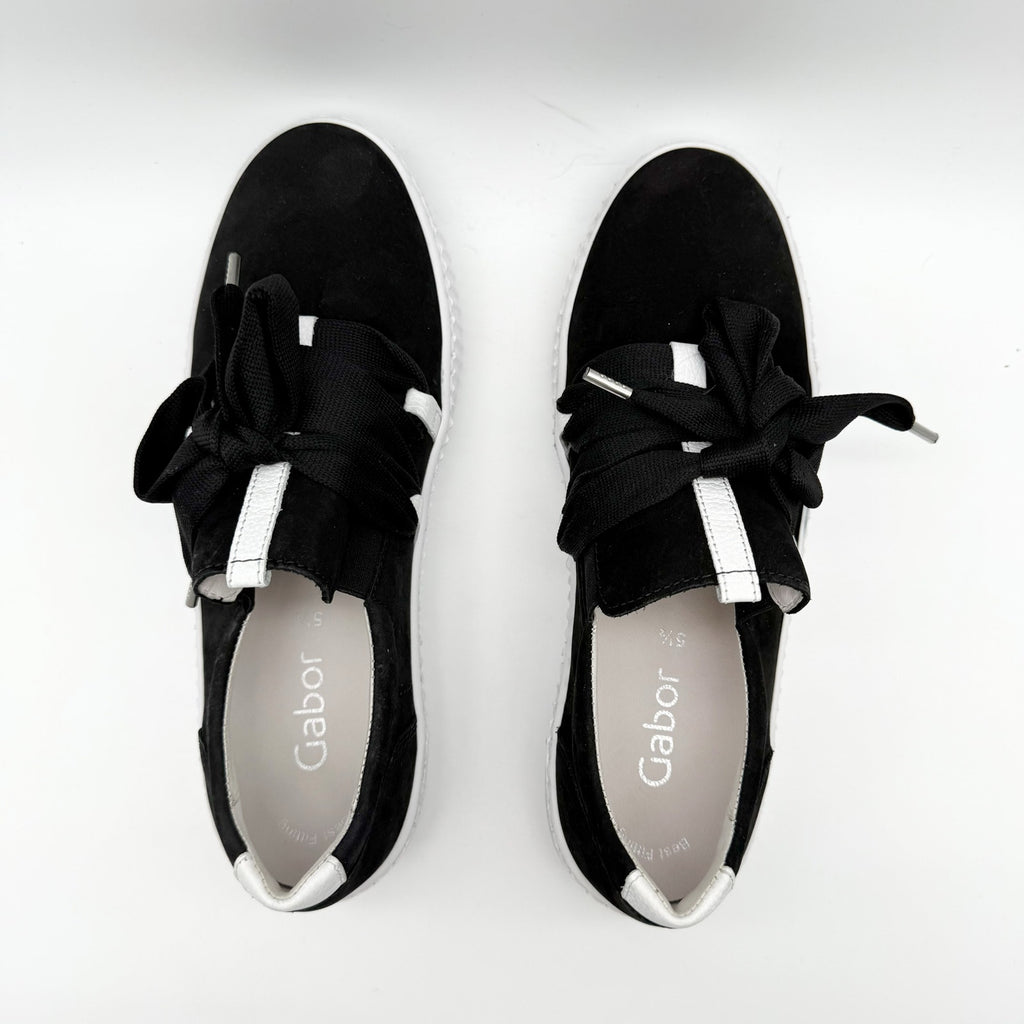 Gabor Womens 43.333 Platform Casual Sneakers US 8 UK 5.5 Black Leather NIB