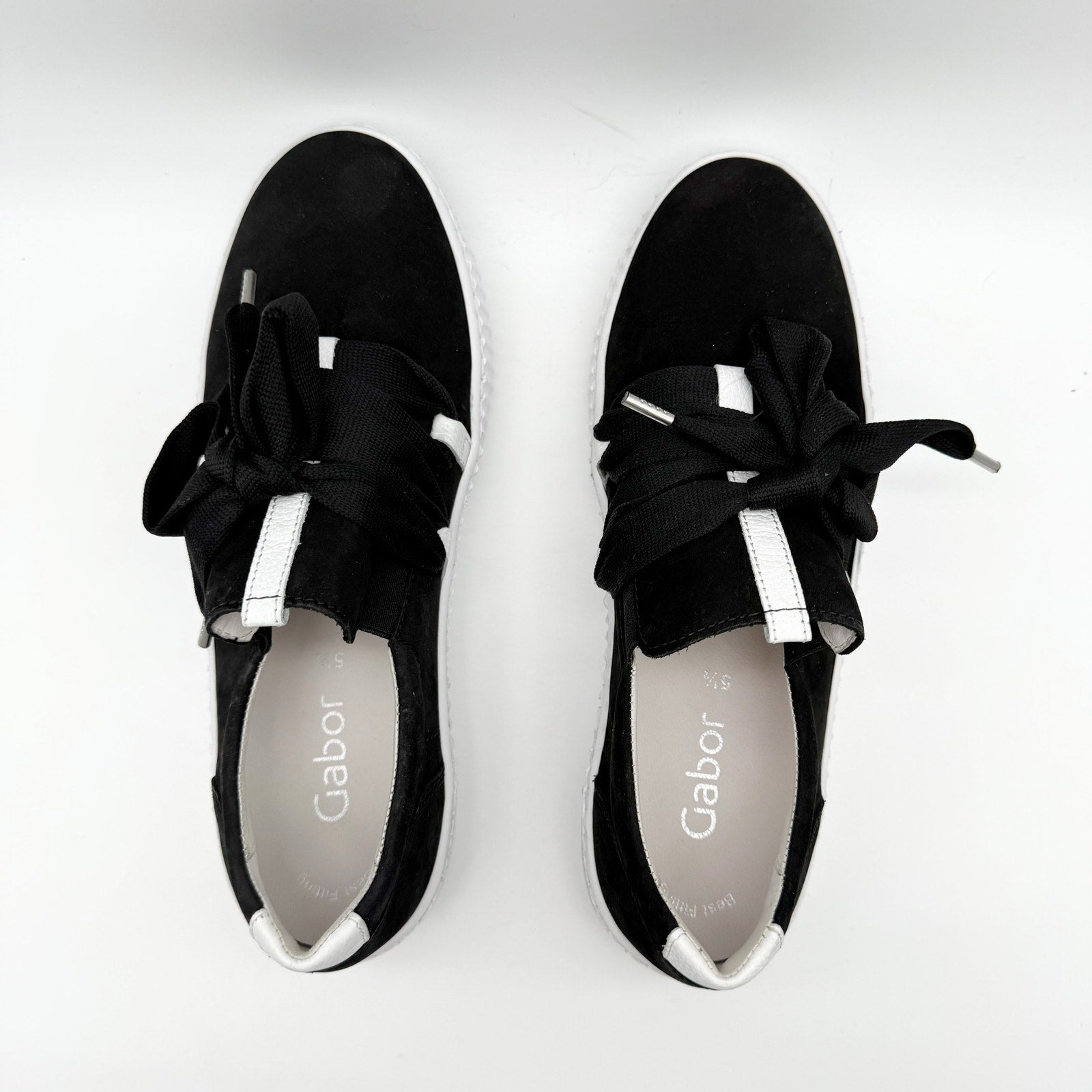 Gabor Womens 43.333 Platform Casual Sneakers US 8 UK 5.5 Black Leather NIB