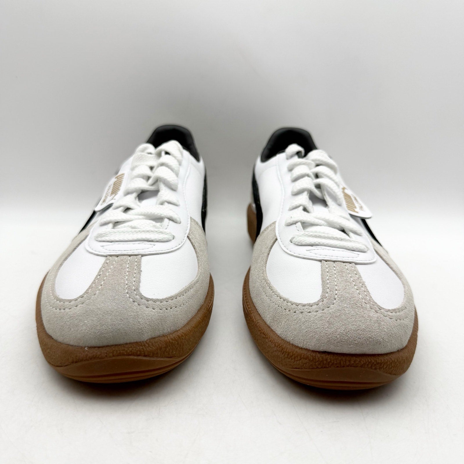 PUMA Womens Palermo Low Casual Sneakers Size 9.5 White Grey Black Leather NWOB