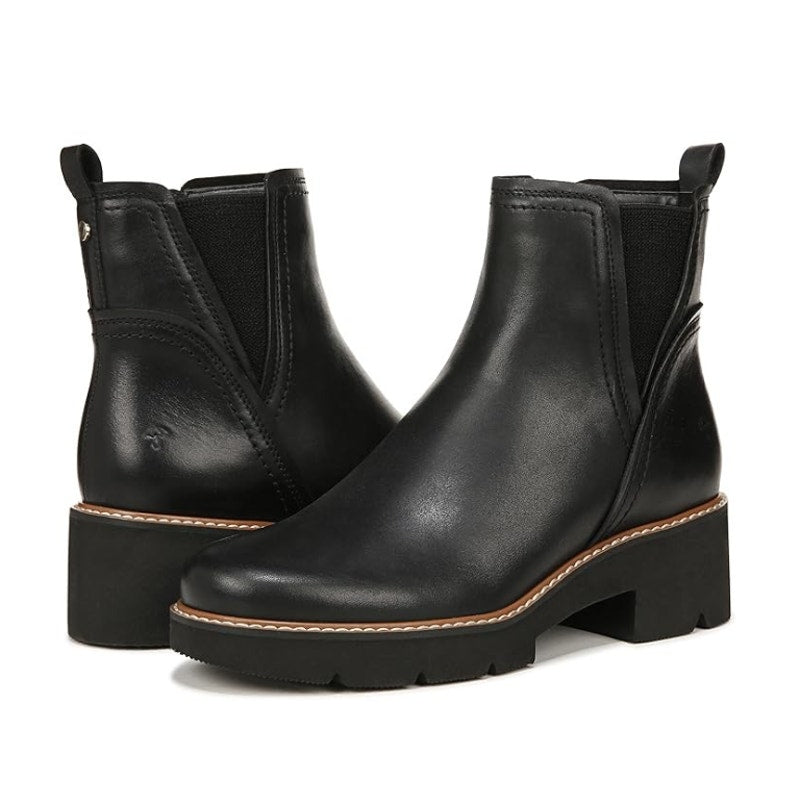 Naturalizer Women Darry Ankle Boots 6.5 Narrow Black Leather Water Repellent NIB