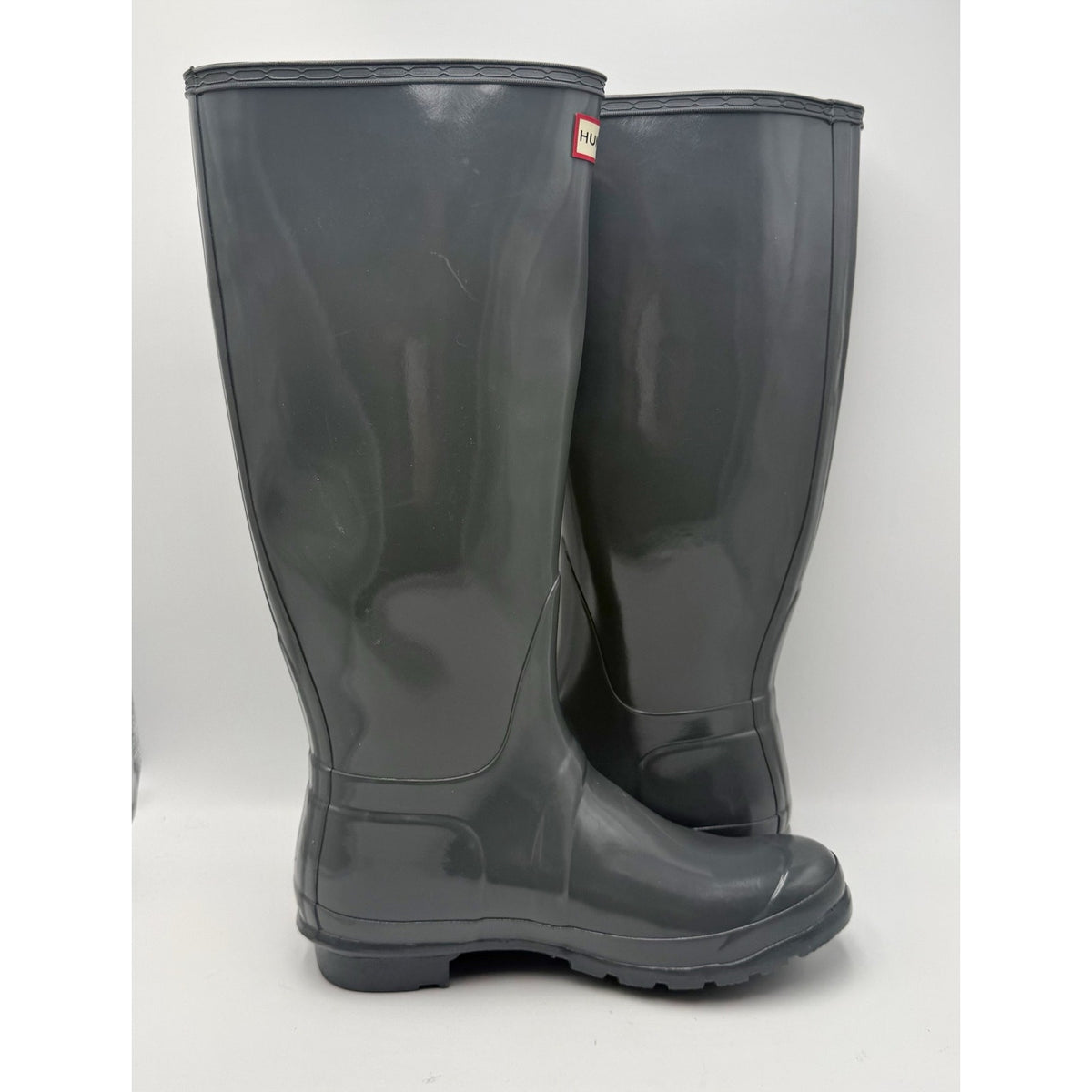 Hunter Womens Original Tall Gloss Rain Boots Size 10 Graphite Grey WP NWOB