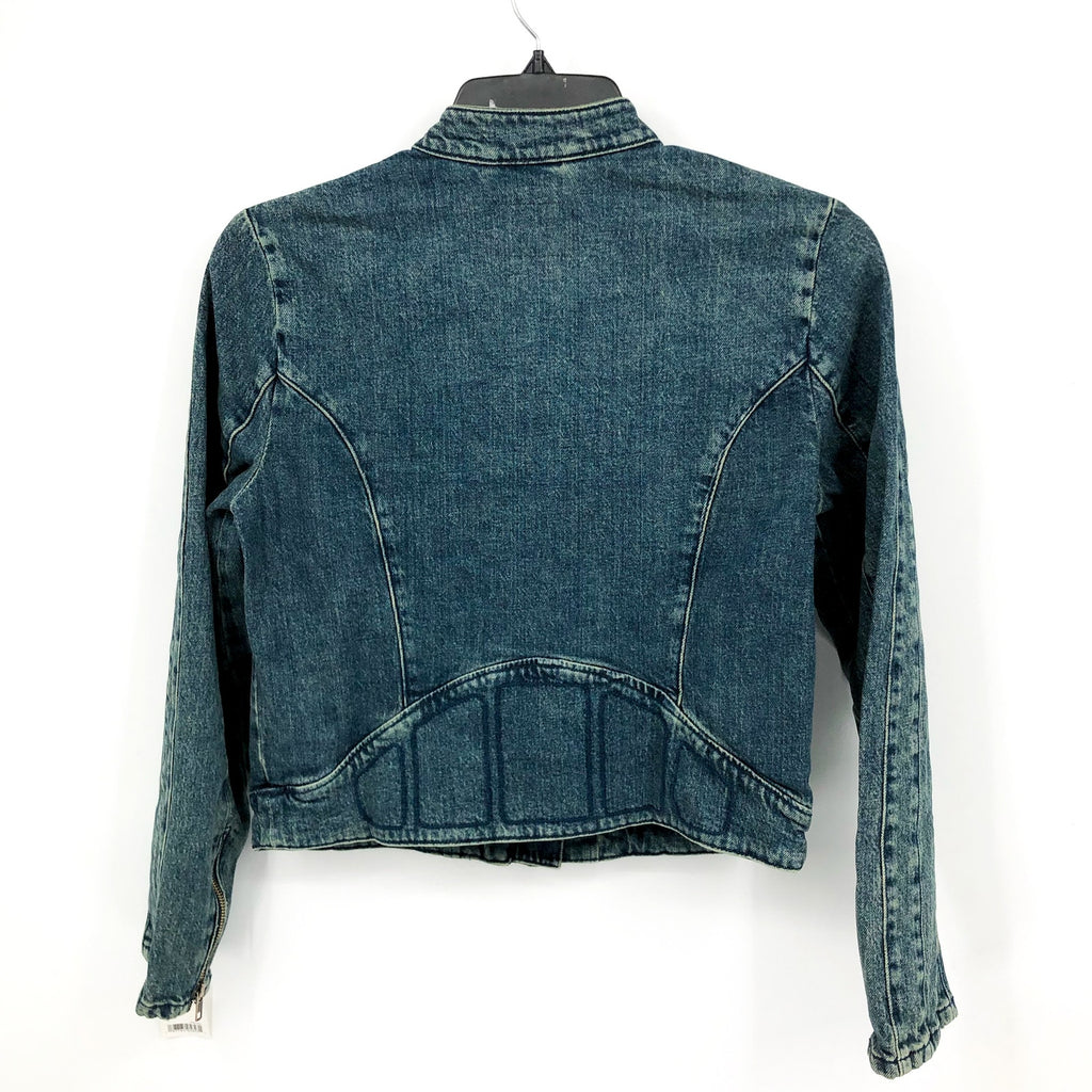 FREE PEOPLE x WE THE FREE Fast Lane Denim Moto Jacket Small Alchemy Blue NWT