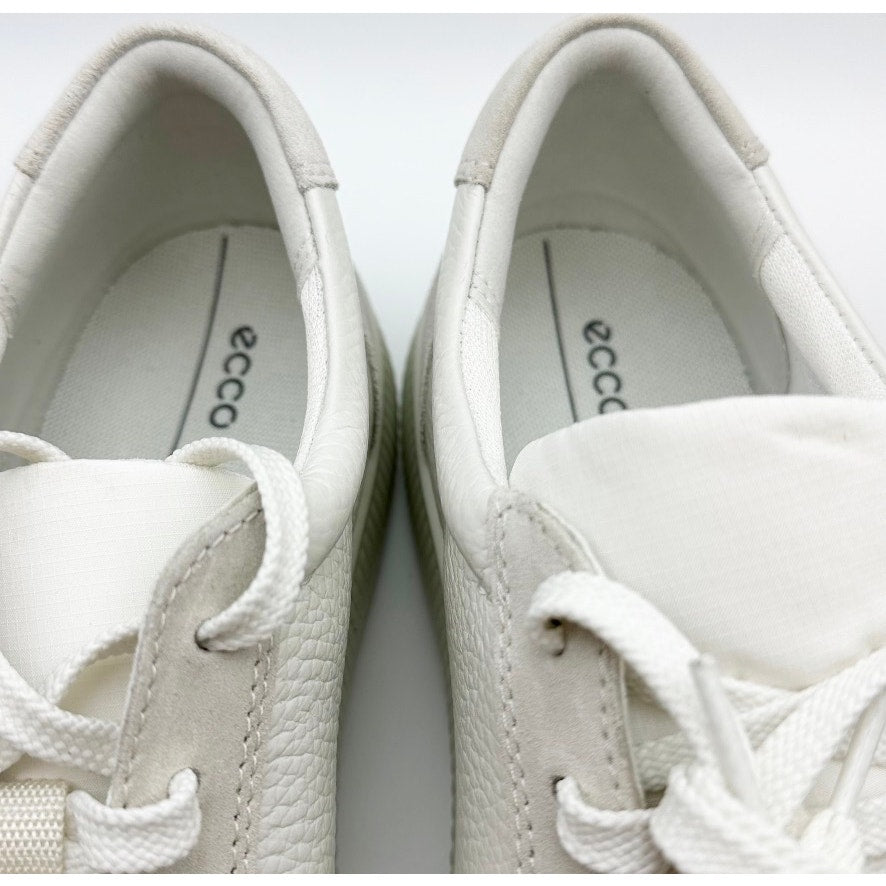 ECCO Womens Soft Zero Sneakers EU 41 US 10-10.5 Cream White Leather NIB