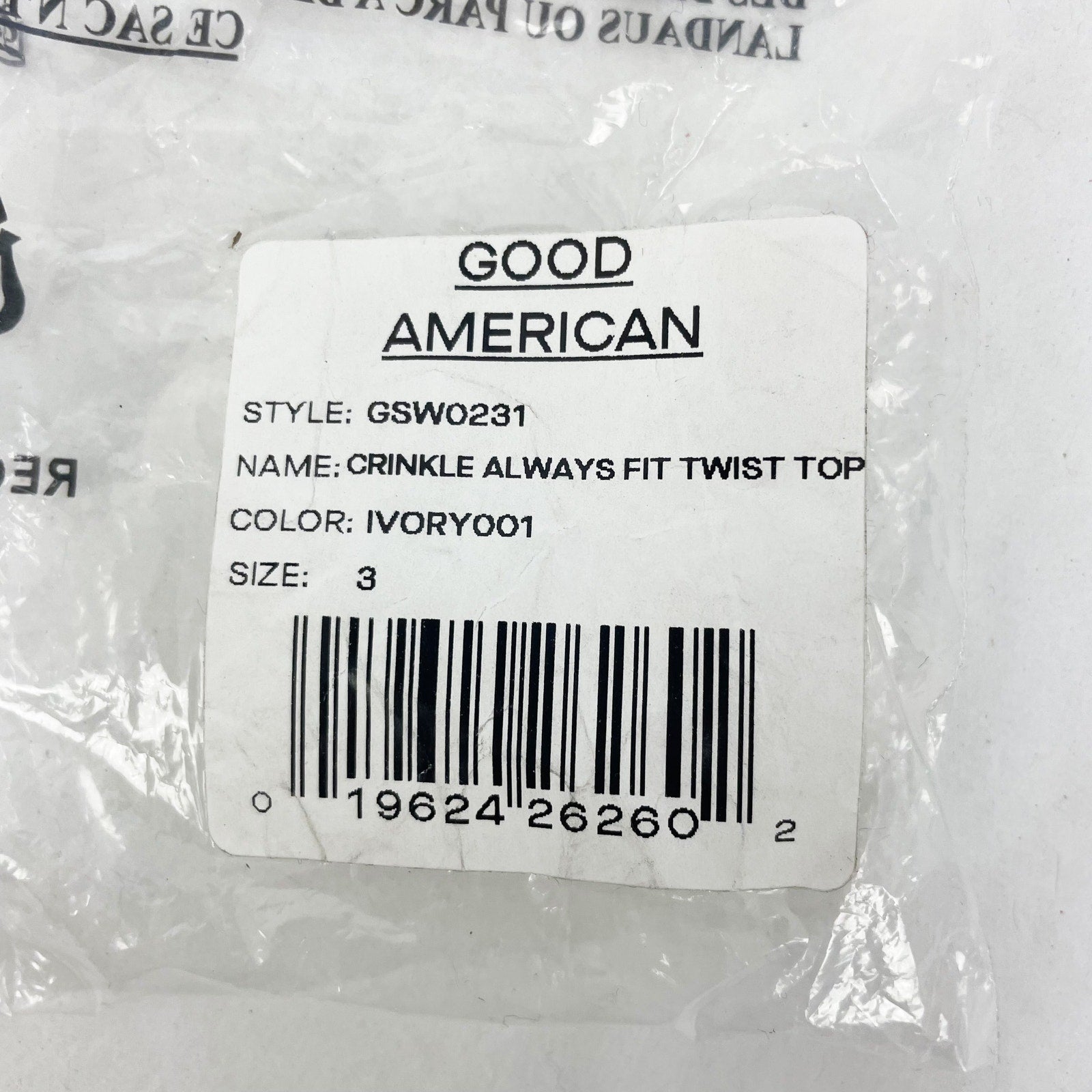 Good American Always Fits Twisted Bikini Top Size 3 Large Swim Ivory White NWT