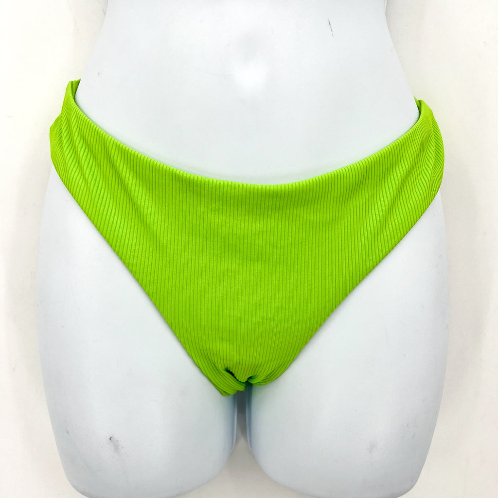 BECCA Women's Adela Hipster Bikini Bottoms Small Kiwi Green Fine Line Rib NWT