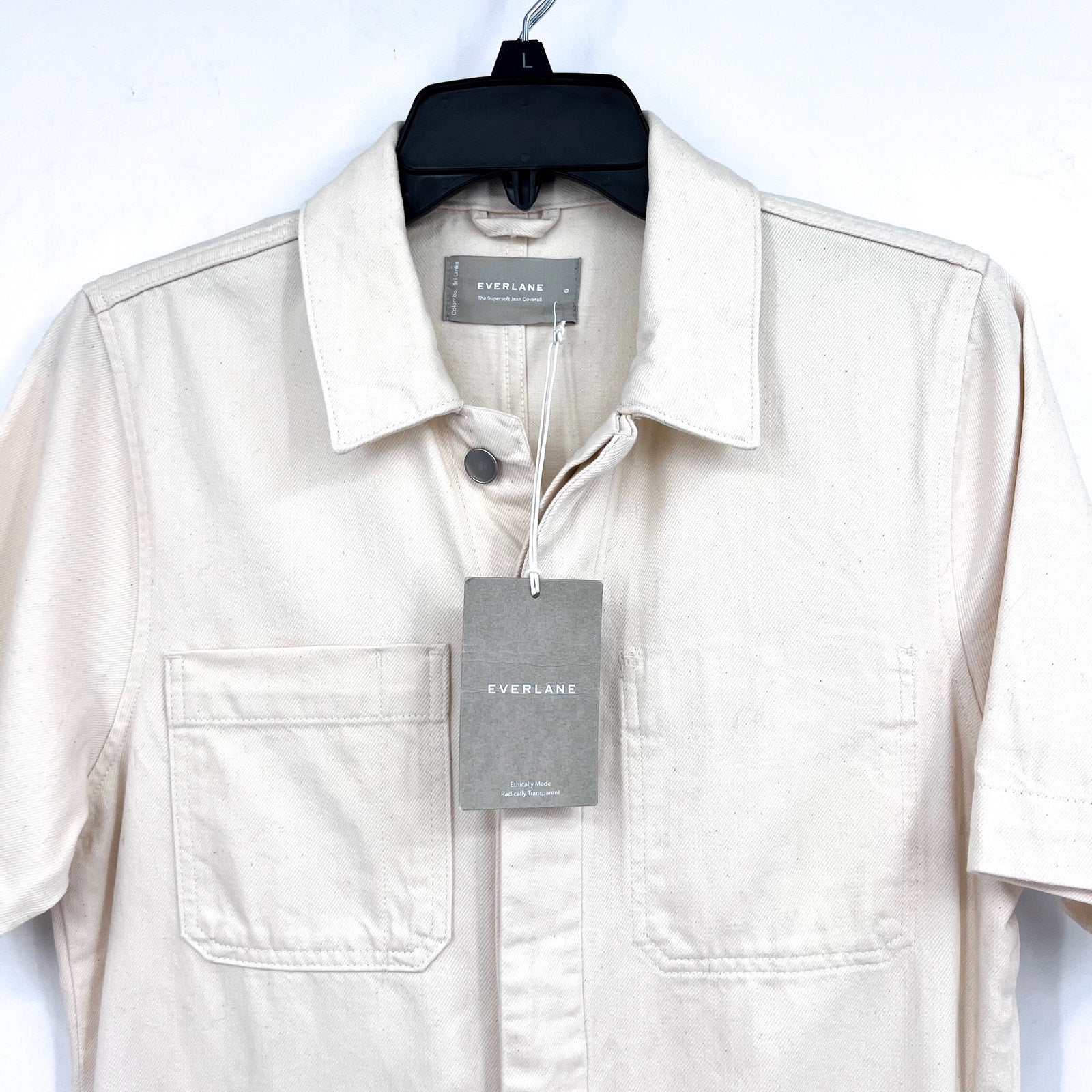 EVERLANE Women's The Supersoft Jean Coverall Size 6 Cream Jumspsuit NWT
