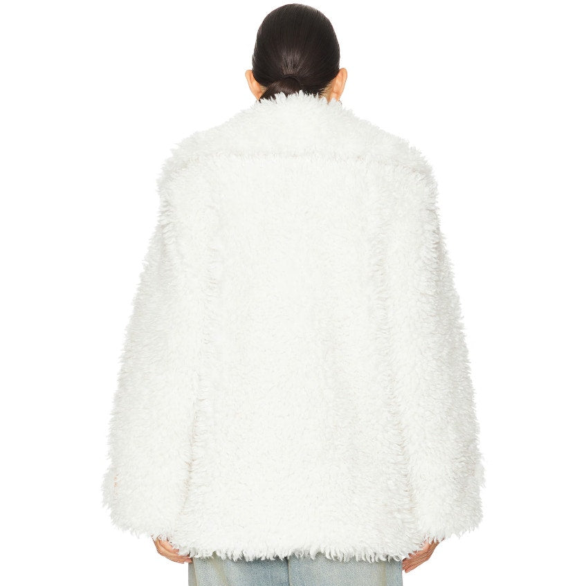 Free People Womens Sophie Faux Fur Peacoat Medium White NWT