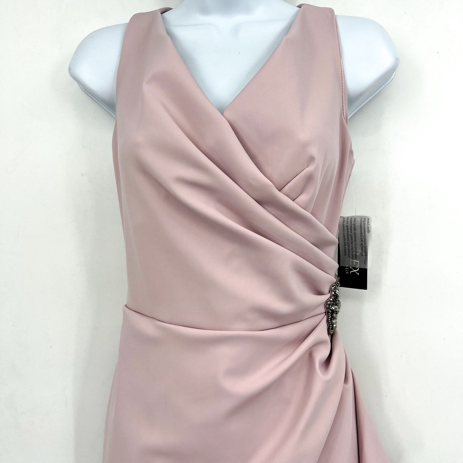 ALEX EVENINGS Womens Cocktail Dress Size 6 Blush Pink Embellished Sleeveless NWT