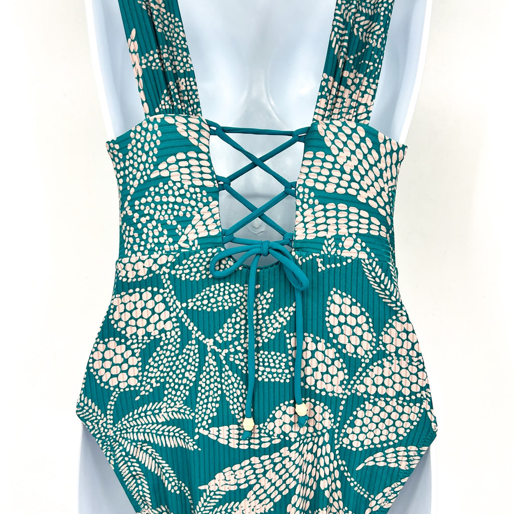 ROBIN PICCONE Women's Romy V-Plunge One-Piece Swimsuit Size 2 Green Ocean NWT
