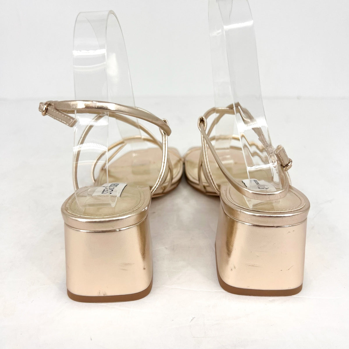 STEVE MADDEN Women's Remmi Heeled Sandals Size 6.5M Gold Strappy NWOB