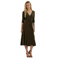 LAUREN RALPH LAUREN Surplice Jersey Dress Size 8 Olive Green Faux Wrap Belt NWT
