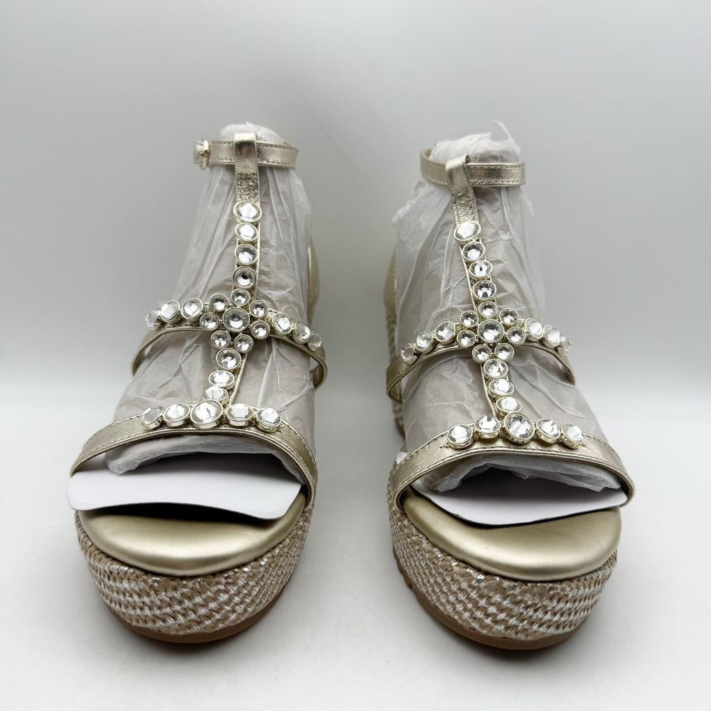 Naturalizer Womens Serena Strappy Wedge Sandals Size 8.5 Champagne Metallic NWOB