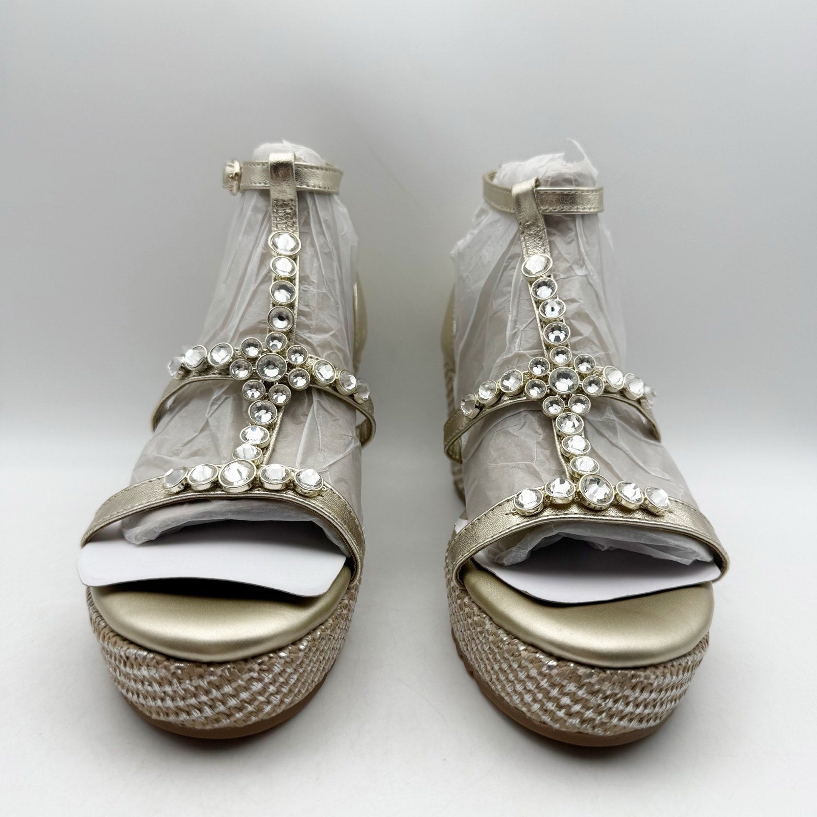 Naturalizer Womens Serena Strappy Wedge Sandals Size 8.5 Champagne Metallic NWOB