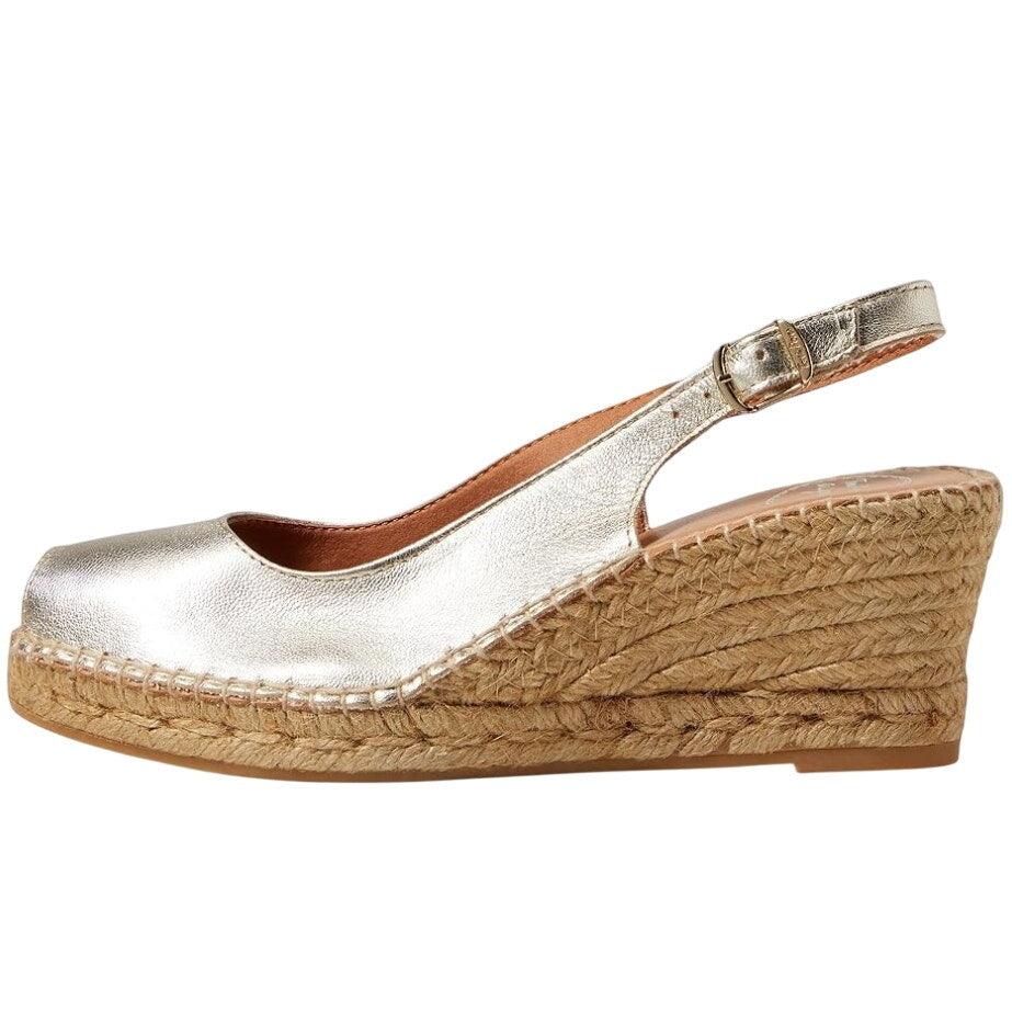 Toni Pons Womens Croacia Espadrille Sandals EU 38 US 7.5 Gold Leather Wedge NIB