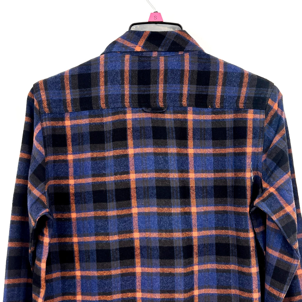 PRANA Women's Golden Canyon Flannel Shirt XS Rich Sapphire Blue Plaid NWT
