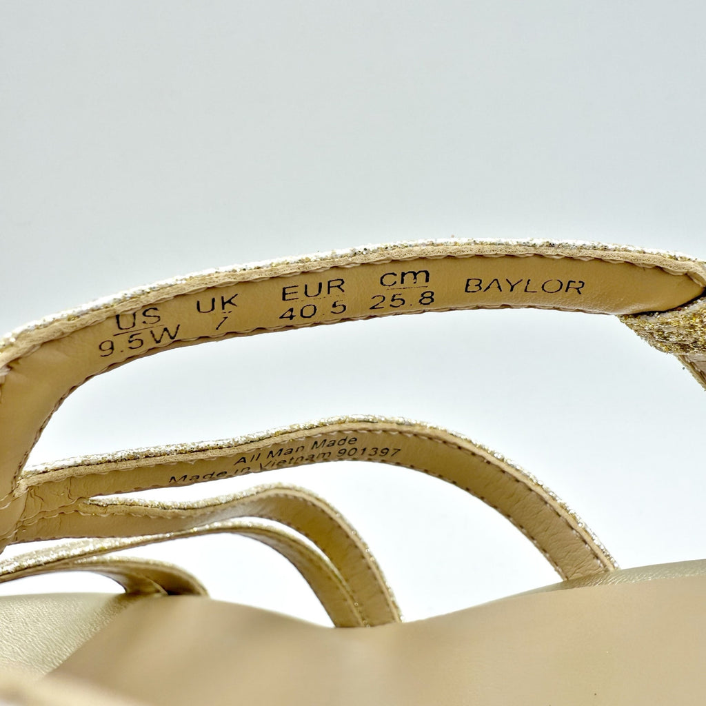 Naturalizer Womens Baylor Heeled Sandals US 9.5 Wide EU 40.5 Gold Glitter NIB