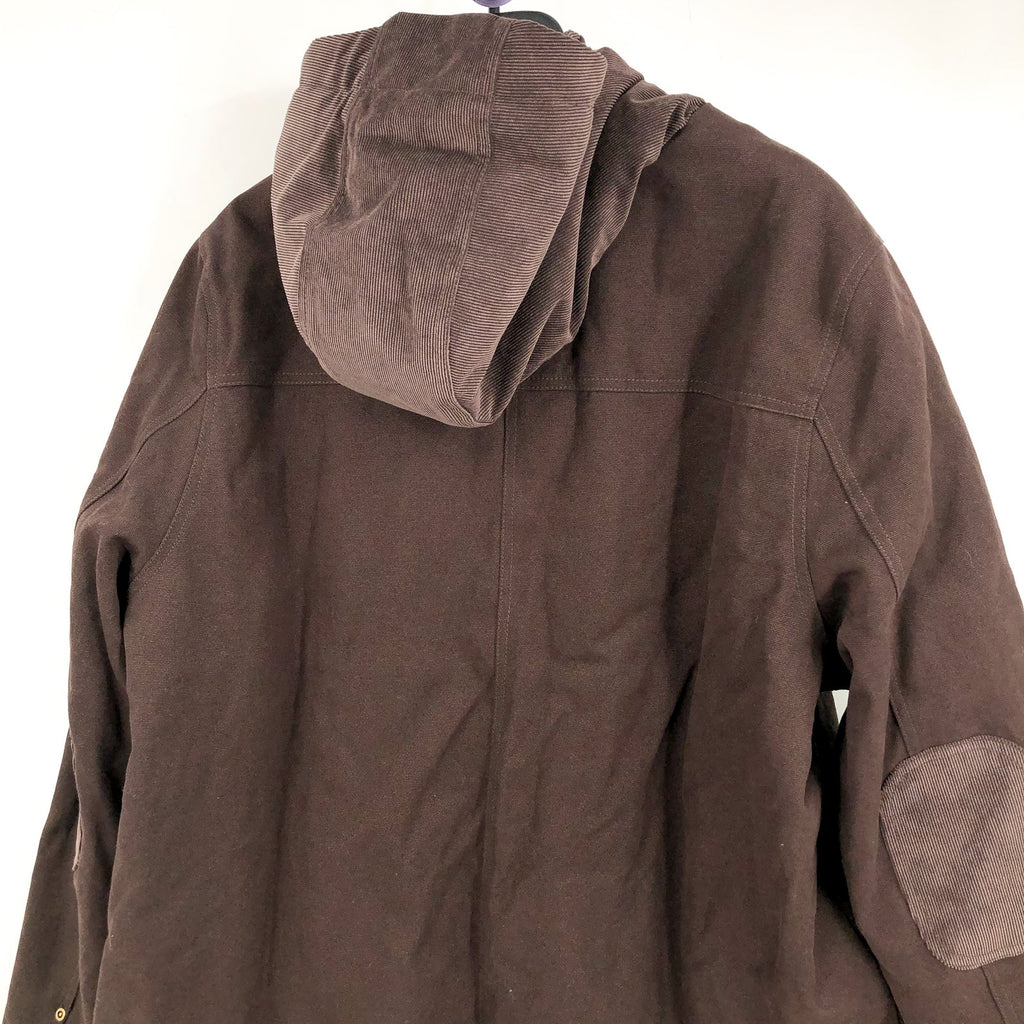PENDLETON Womens Maria Canvas Corduroy Trim Parka XXL Coffee Brown Hooded NWT