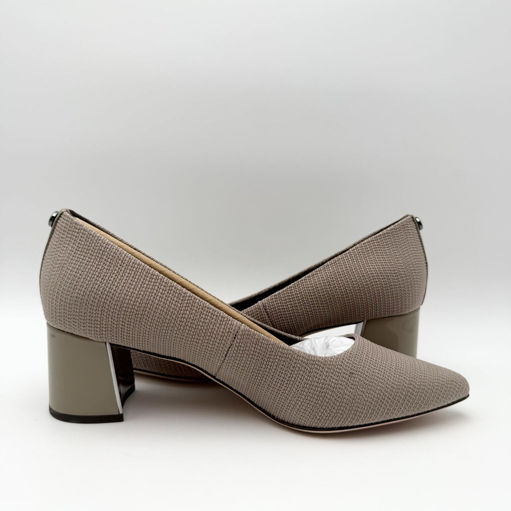 Donald Pliner Womens Suzette Heels Size 7.5 M Taupe Stretch Knit Pumps NIB