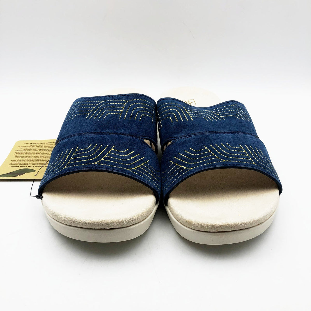Spenco Womens Twilight Ellie Slide Sandal Size 9.5 WIDE Blue Peacoat Leather NIB
