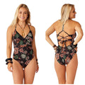 CARVE DESIGN Dahlia One Piece Swimsuit XL Black Taj Print Criss-Cross NWT