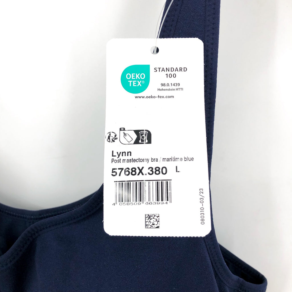 ANITA Women's Lynn Post Mastectomy Bra Large Maritime Blue Molded Cups NWT