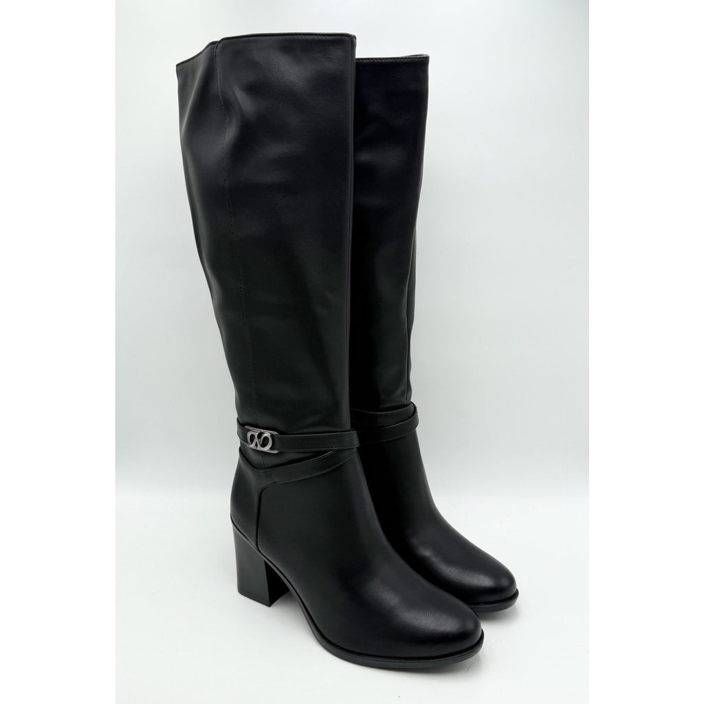 Naturalizer Womens Jane Heeled Knee High Boots Size 8 M Black Faux Leather NIB