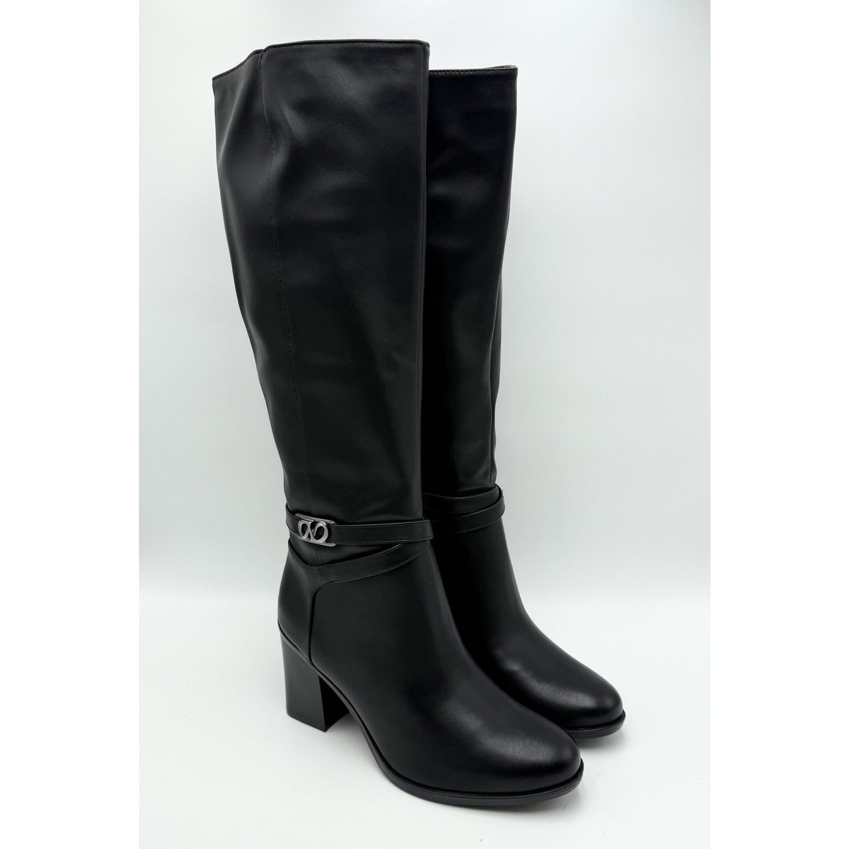 Naturalizer Womens Jane Heeled Knee High Boots Size 8 M Black Faux Leather NIB