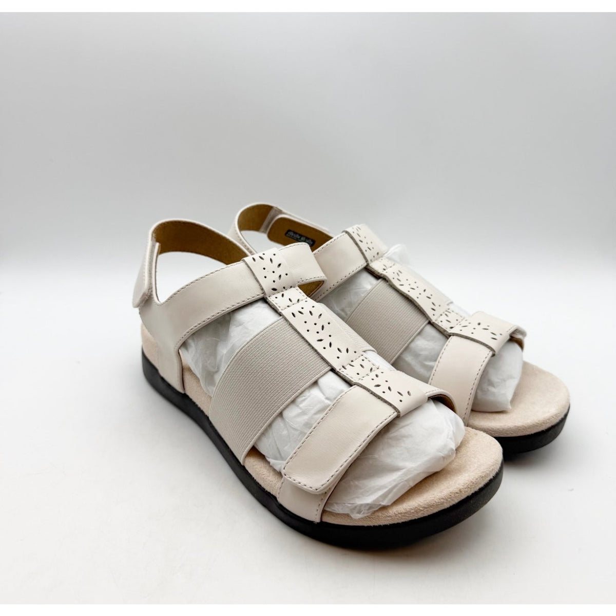 Spenco Womens Anabel Hook & Loop Sandal Size 7.5 Wide Bridal Blush Cream NIB