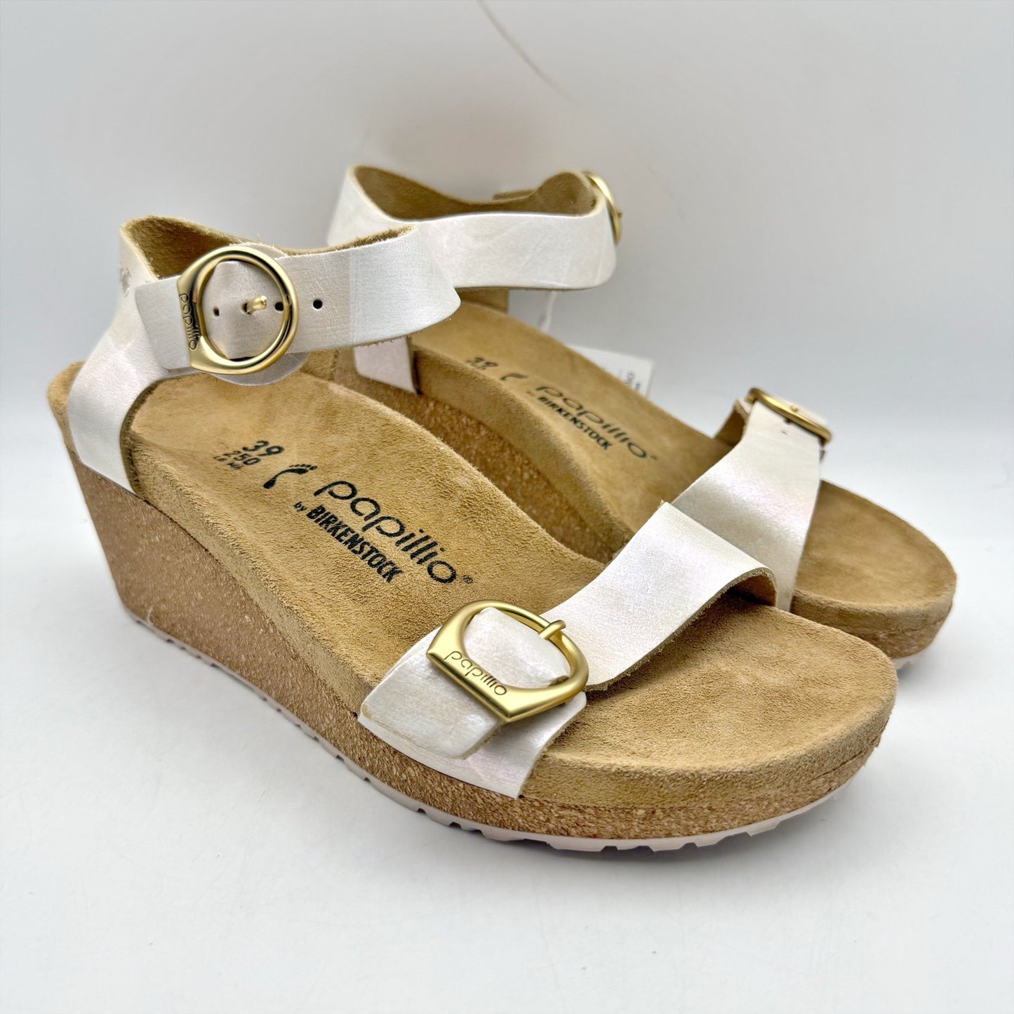 Papillio by Birkenstock Womens Soley Wedge Sandal EU 39 US 8 Silver Leather NWOB