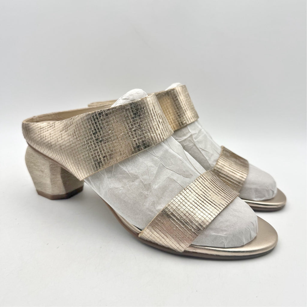 Antelope Womens Amelia Heeled Sandals EU 40 US 9.5 Gold Textured Leather NWOB