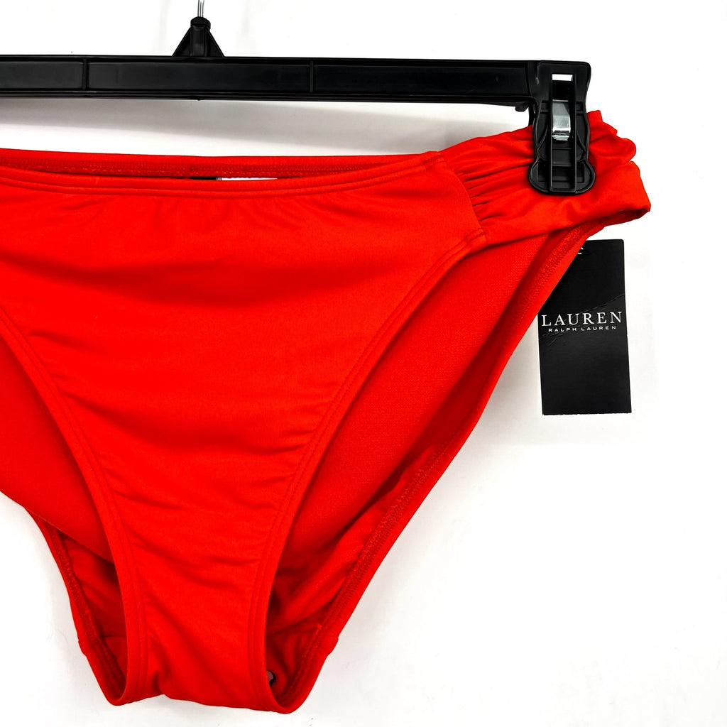 LAUREN RALPH LAUREN Beach Club Hipster Bikini Bottom Size 6 Orange Shirred NWT