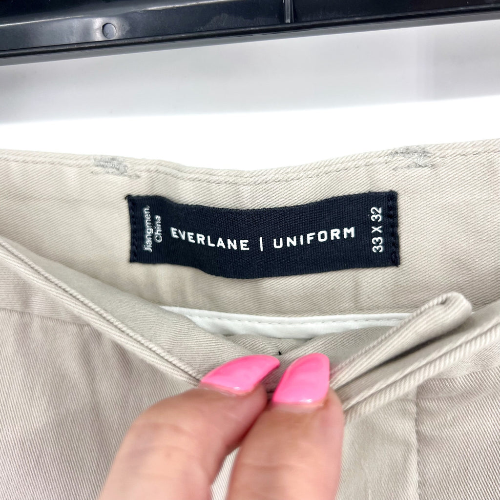 EVERLANE Men's Uniform Performance Chinos 33x32 Stone Gray Slim Fit Pants NWT