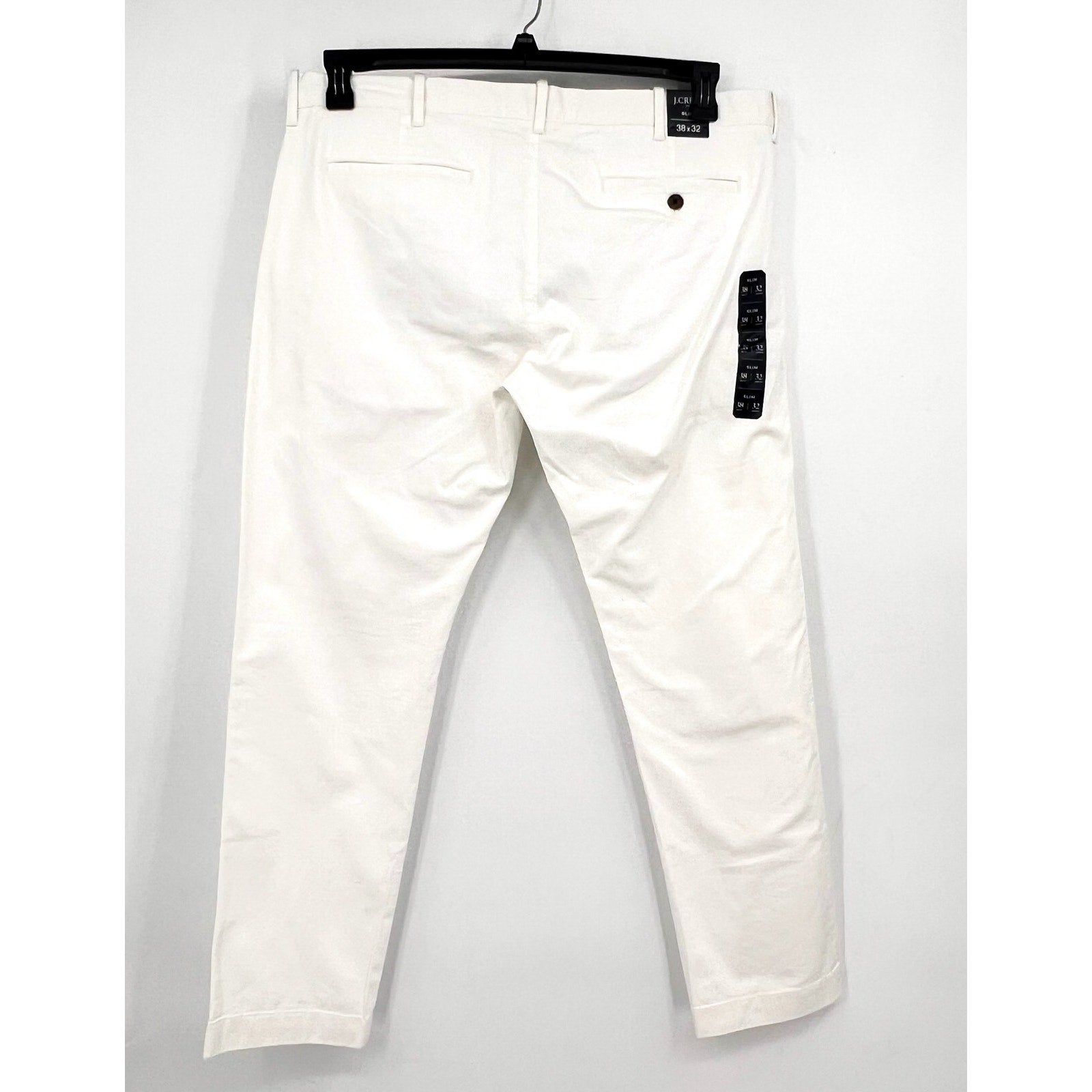 J.CREW Men's Slim-fit Flex Chino Pants 38x32 White Stretch Flat Front H3167 NWT